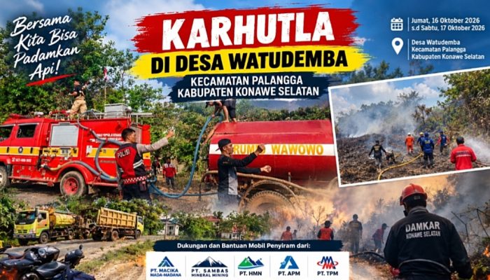 Sinergi Pemerintah Melalui Damkarmat Konawe Selatan dan Perusahaan, Kebakaran Lahan di Desa Watudemba Berhasil Dipadamkan